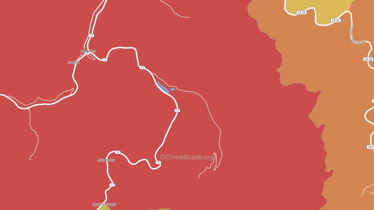 Spruce Valley, WV Map of Burglary Rates