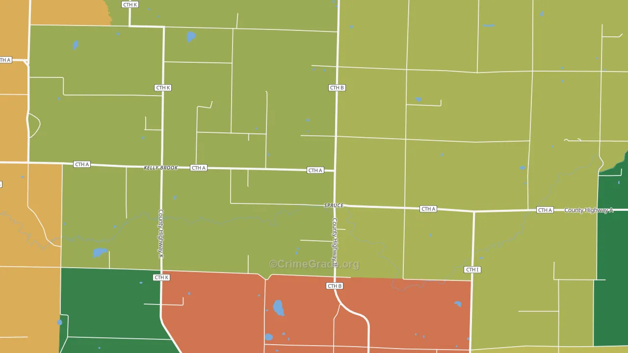 Spruce, WI Map of Burglary Rates