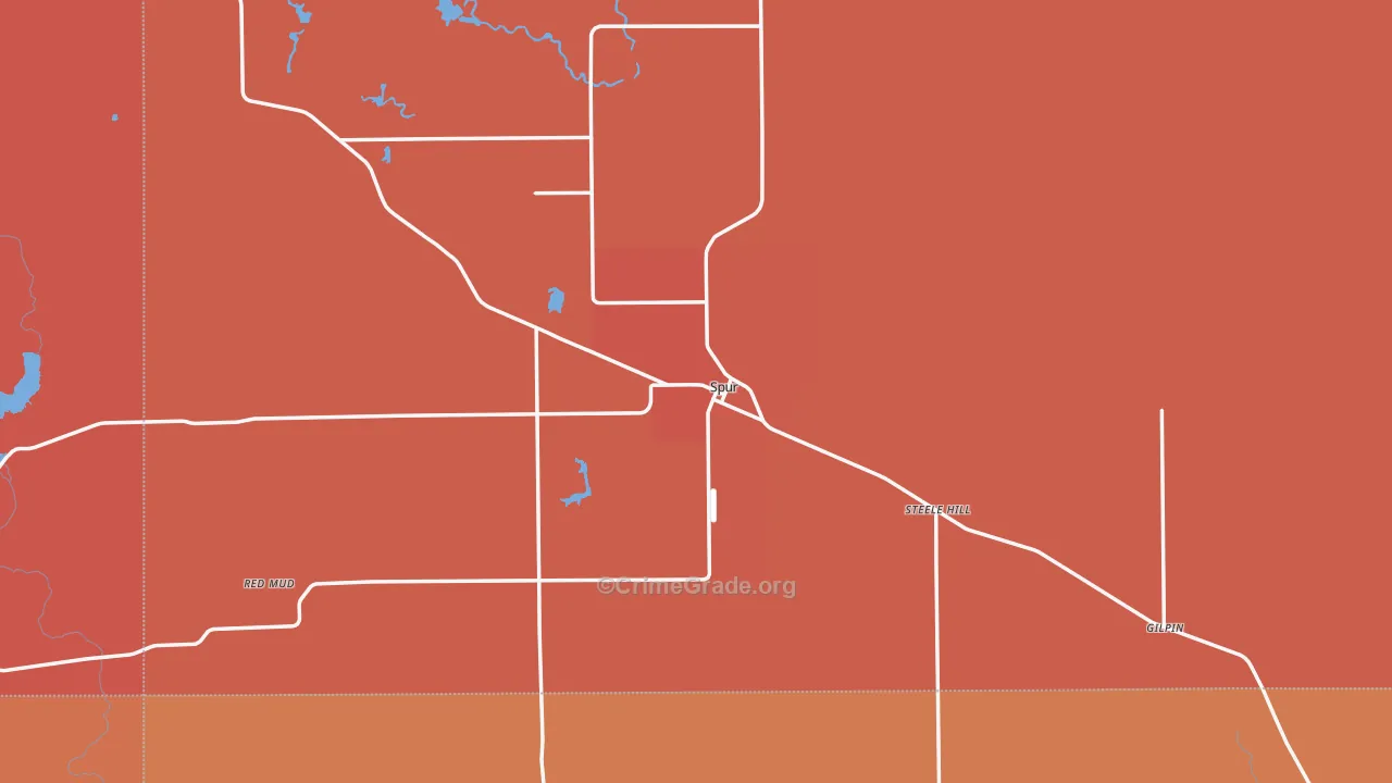 Spur, TX Map of Burglary Rates