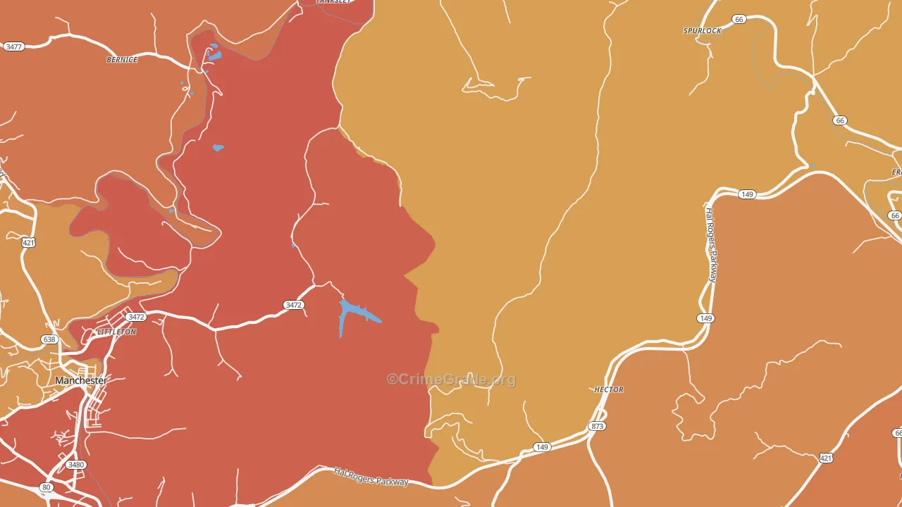 Spurlock, KY Map of Burglary Rates