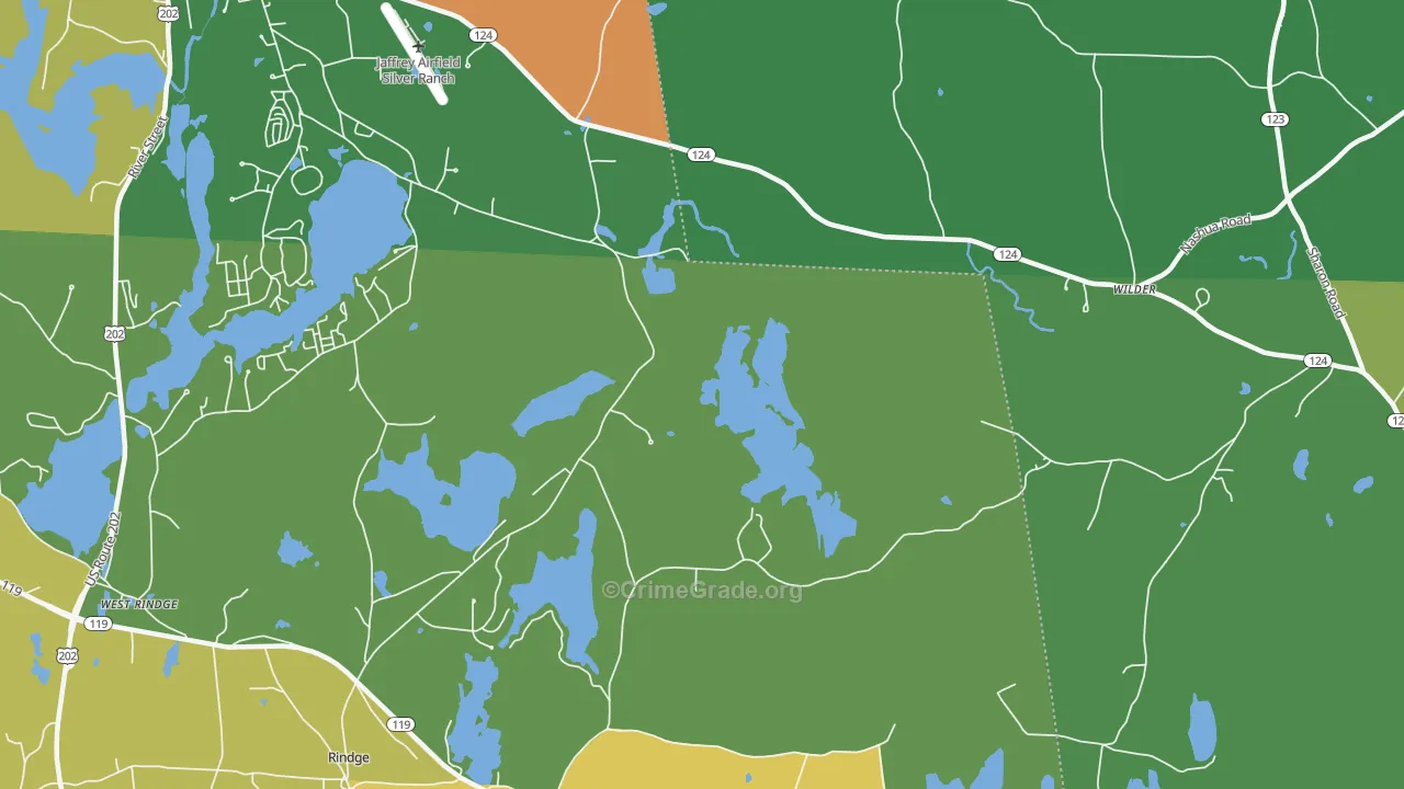 Squantum, NH Map of Burglary Rates