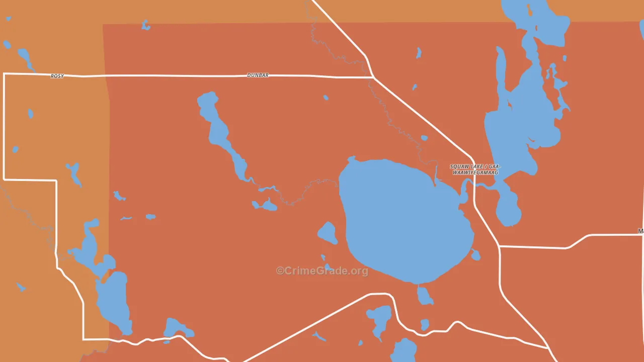 Squaw Lake, MN Map of Burglary Rates