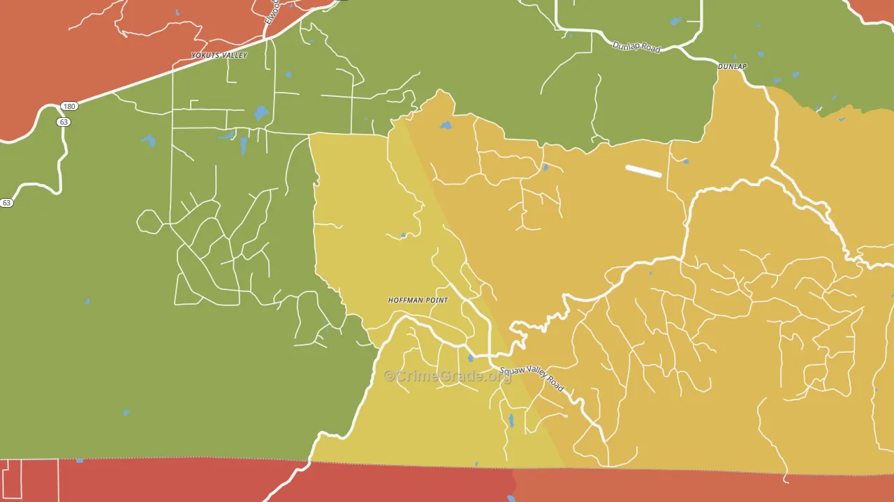 Squaw Valley, CA Map of Burglary Rates