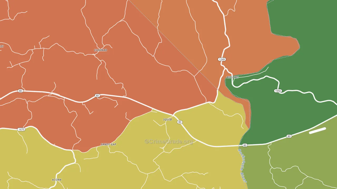 Squib, KY Map of Burglary Rates