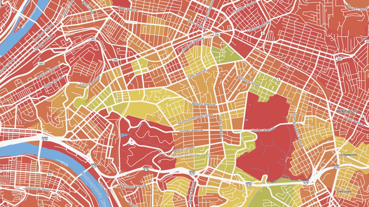 Squirrel Hill North, Pittsburgh, PA Map of Burglary Rates