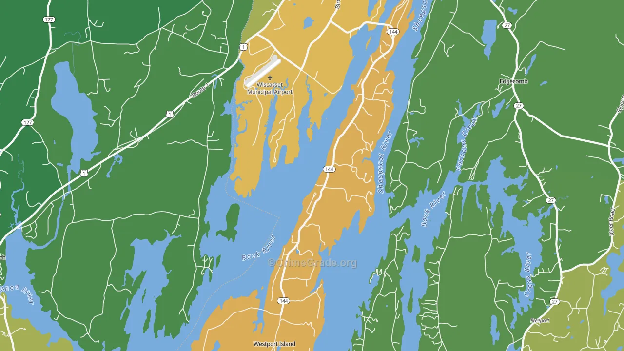 Squirrel Island, ME Map of Burglary Rates