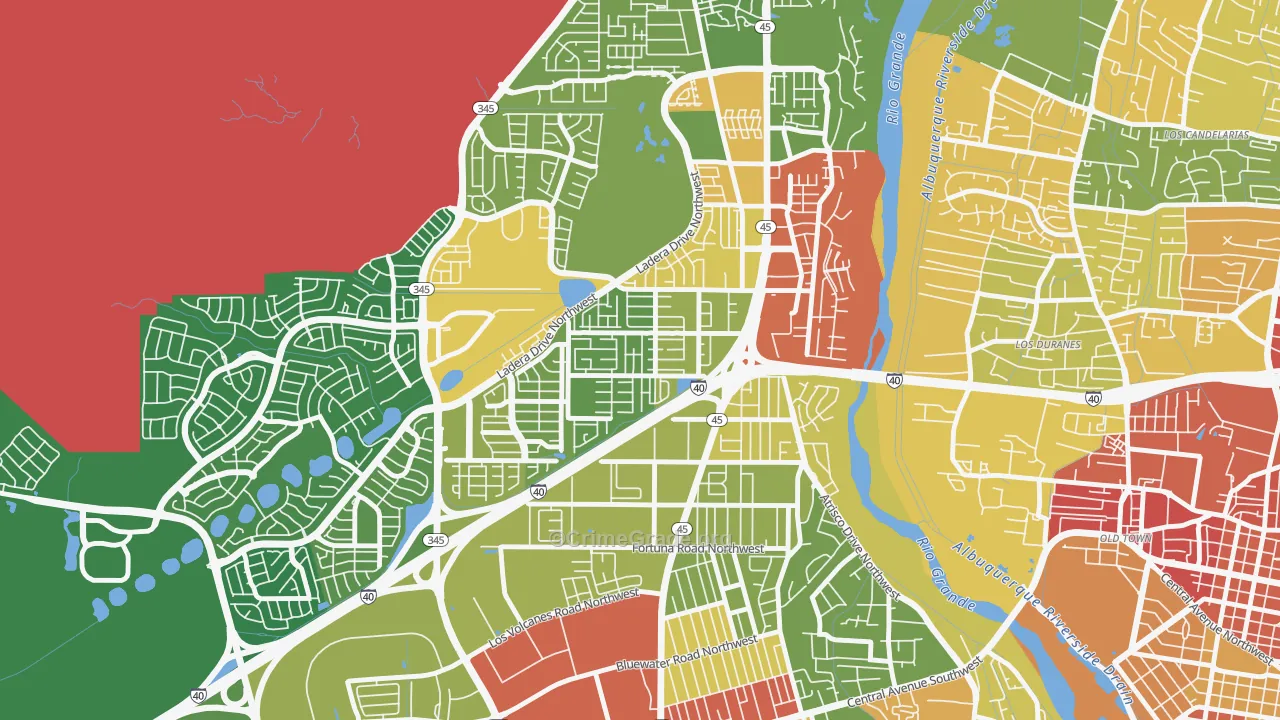 SR Marmon, Albuquerque, NM Map of Burglary Rates