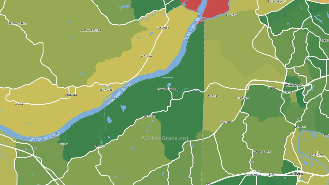 St. Albans, MO Map of Burglary Rates