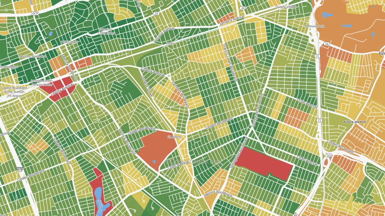 St Albans, Queens, NY Map of Burglary Rates