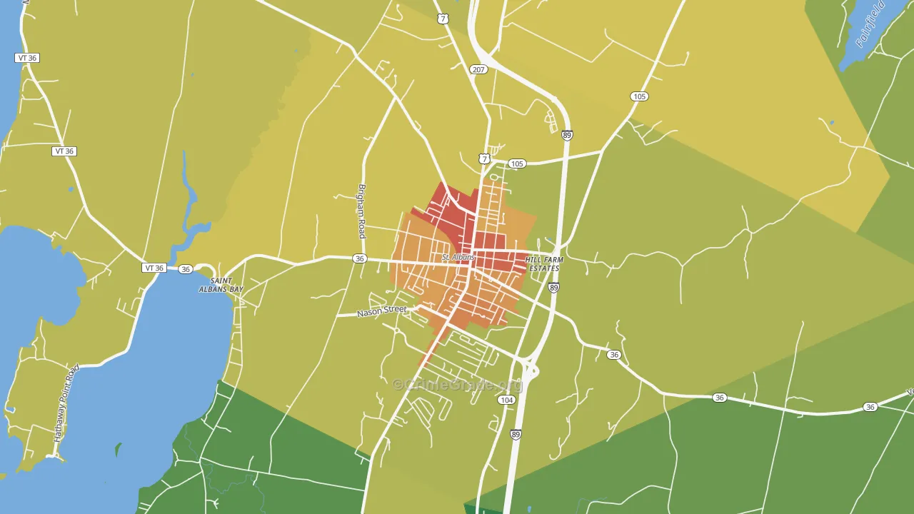 St. Albans, VT Map of Burglary Rates