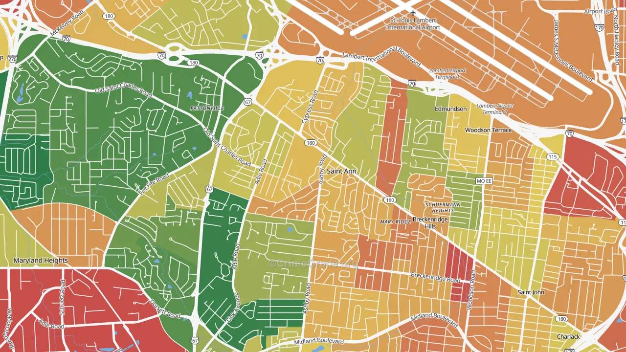 St. Ann, MO Map of Burglary Rates