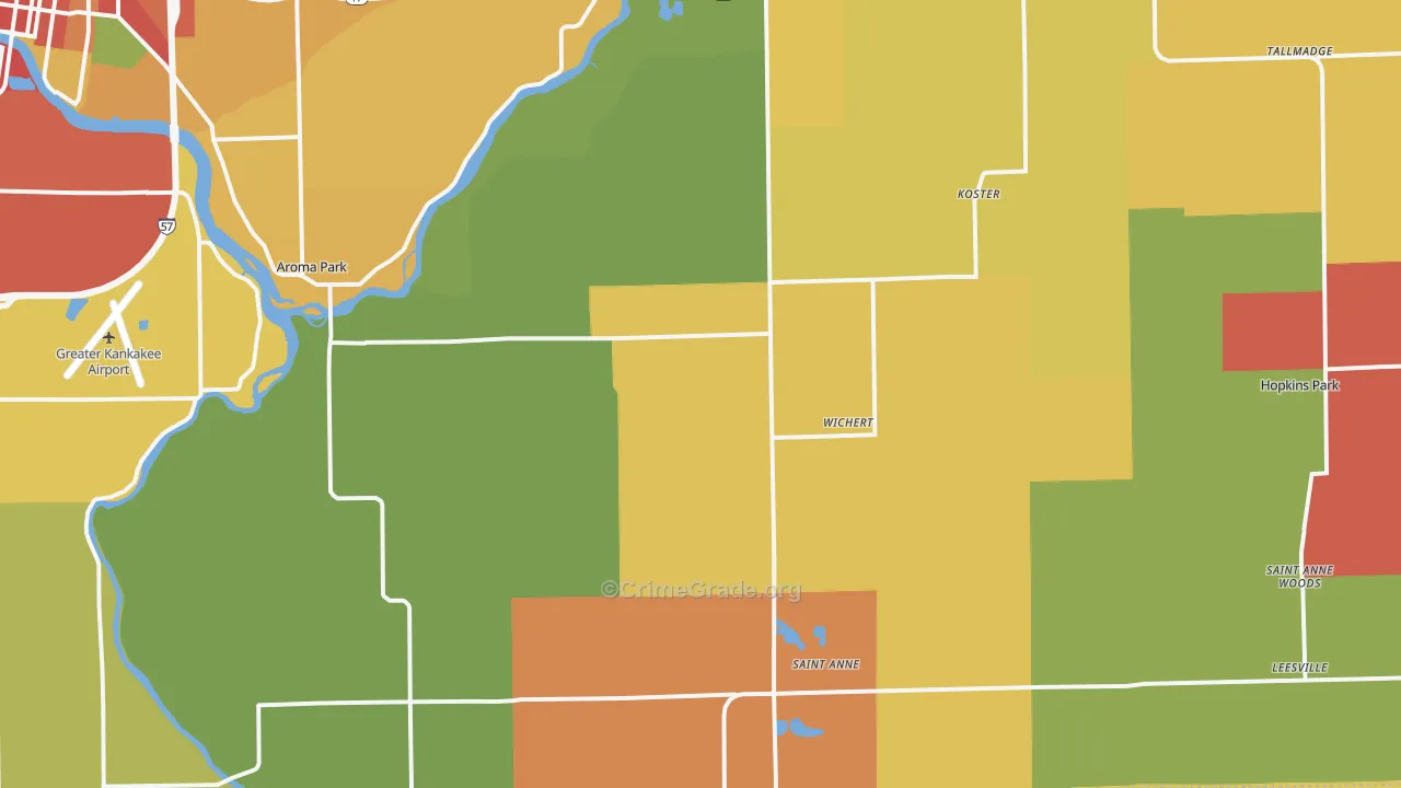 St. Anne, IL Map of Burglary Rates