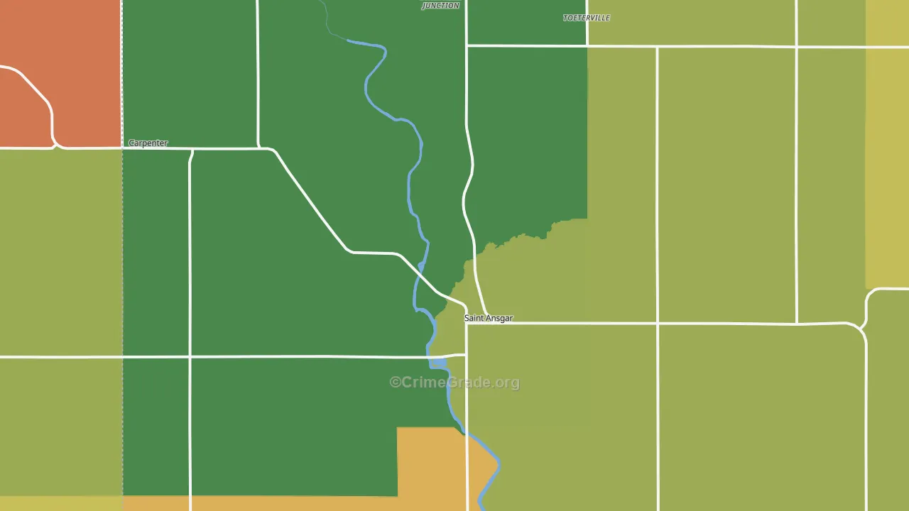 St. Ansgar, IA Map of Burglary Rates