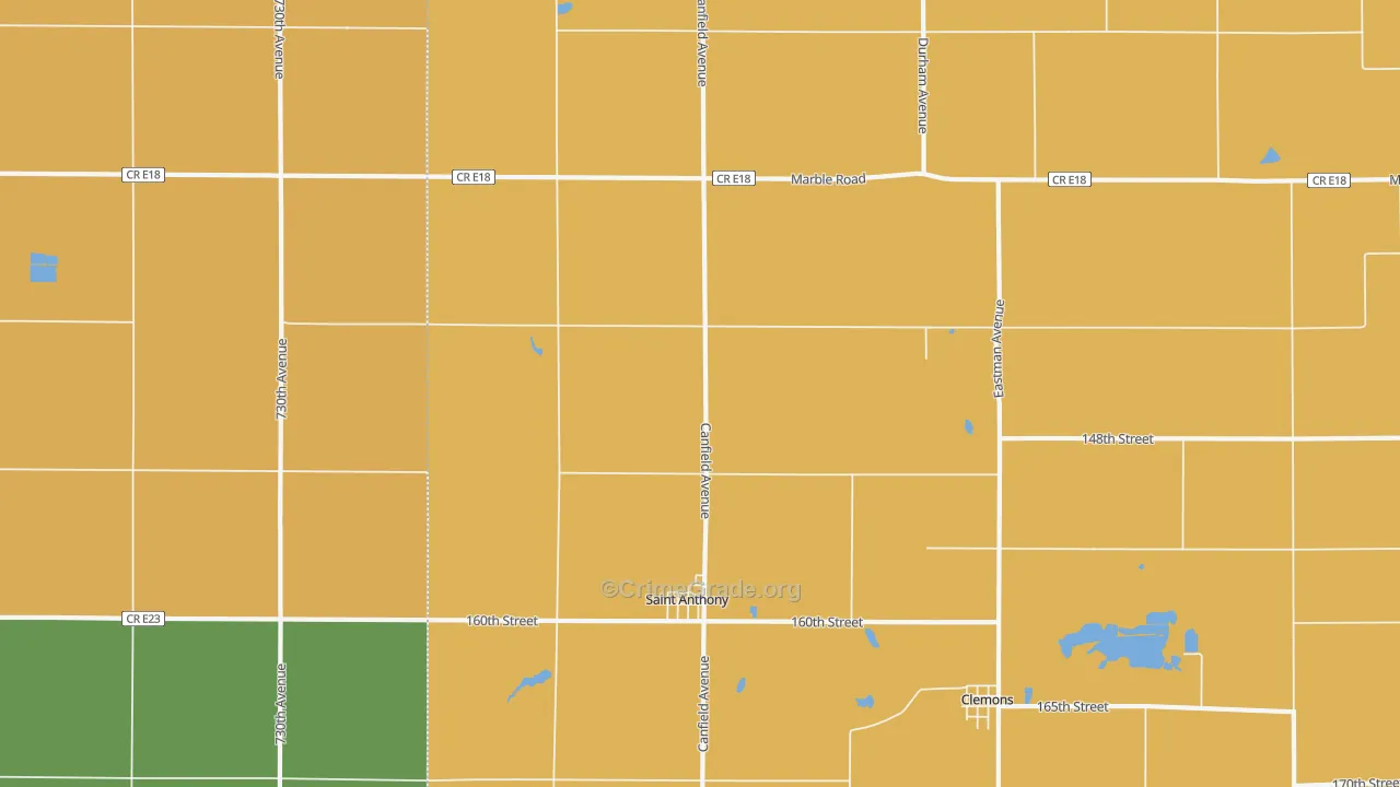 St. Anthony, IA Map of Burglary Rates