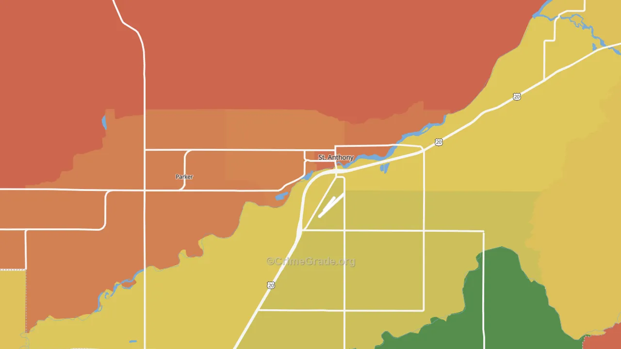 St. Anthony, ID Map of Burglary Rates