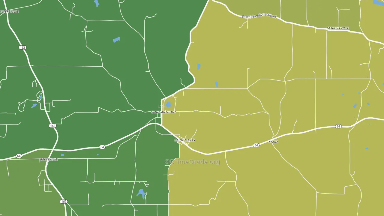 St. Anthony, IN Map of Burglary Rates