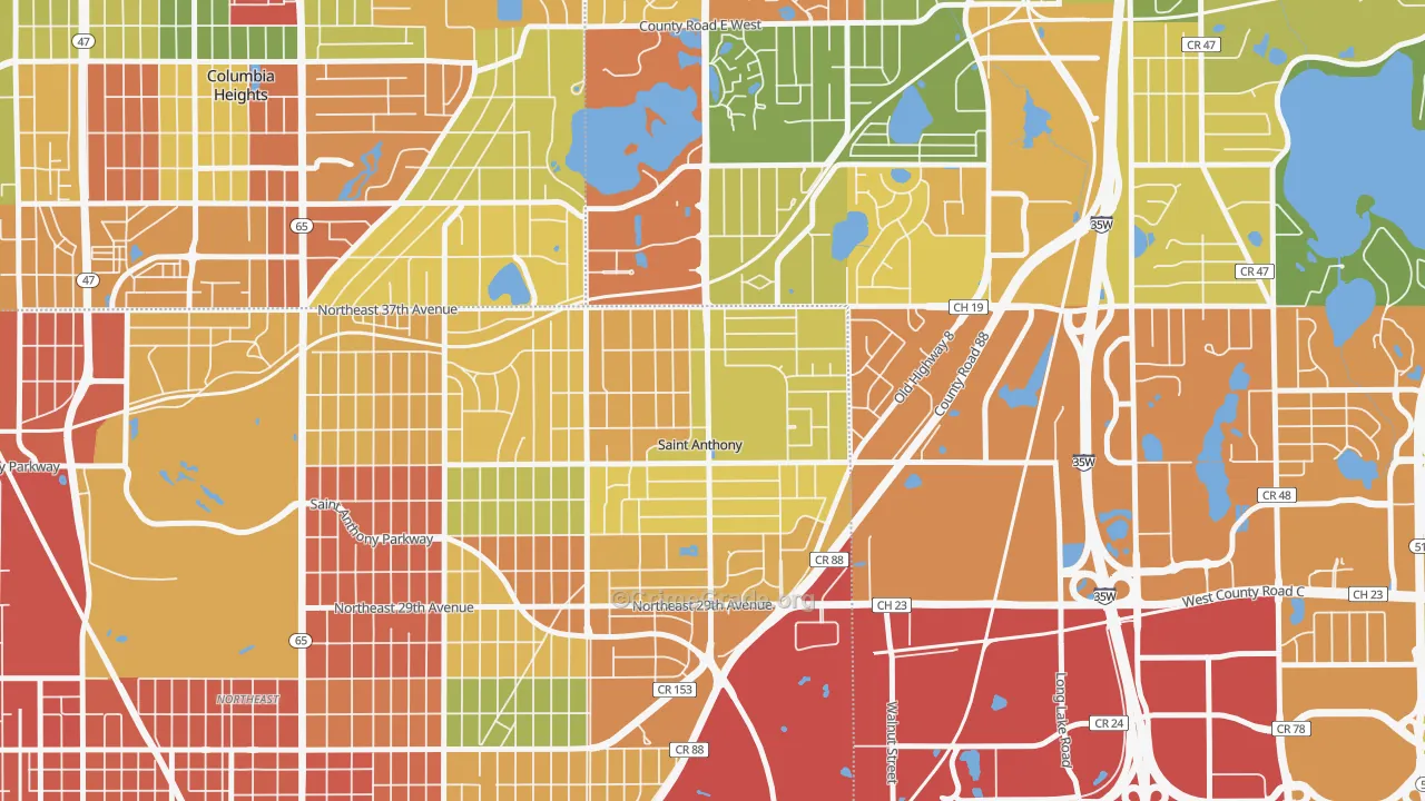St. Anthony, MN Map of Burglary Rates