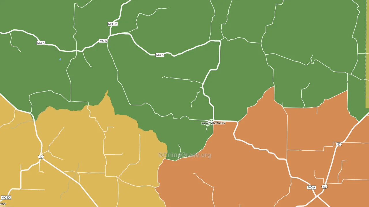 St. Anthony, MO Map of Burglary Rates
