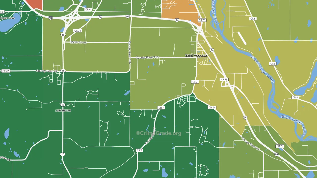 St. Augusta, MN Map of Burglary Rates
