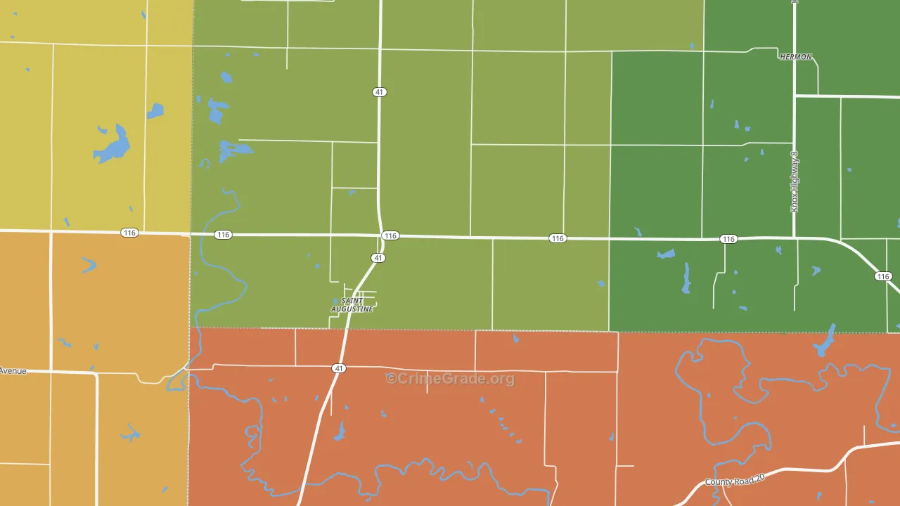 St. Augustine, IL Map of Burglary Rates