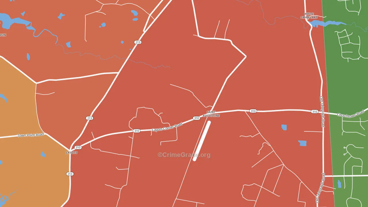 St. Augustine, MD Map of Burglary Rates