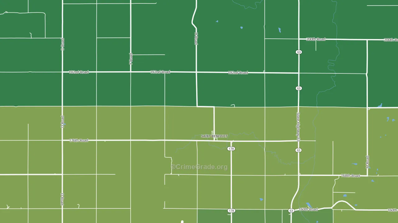 St. Benedict, KS Map of Burglary Rates