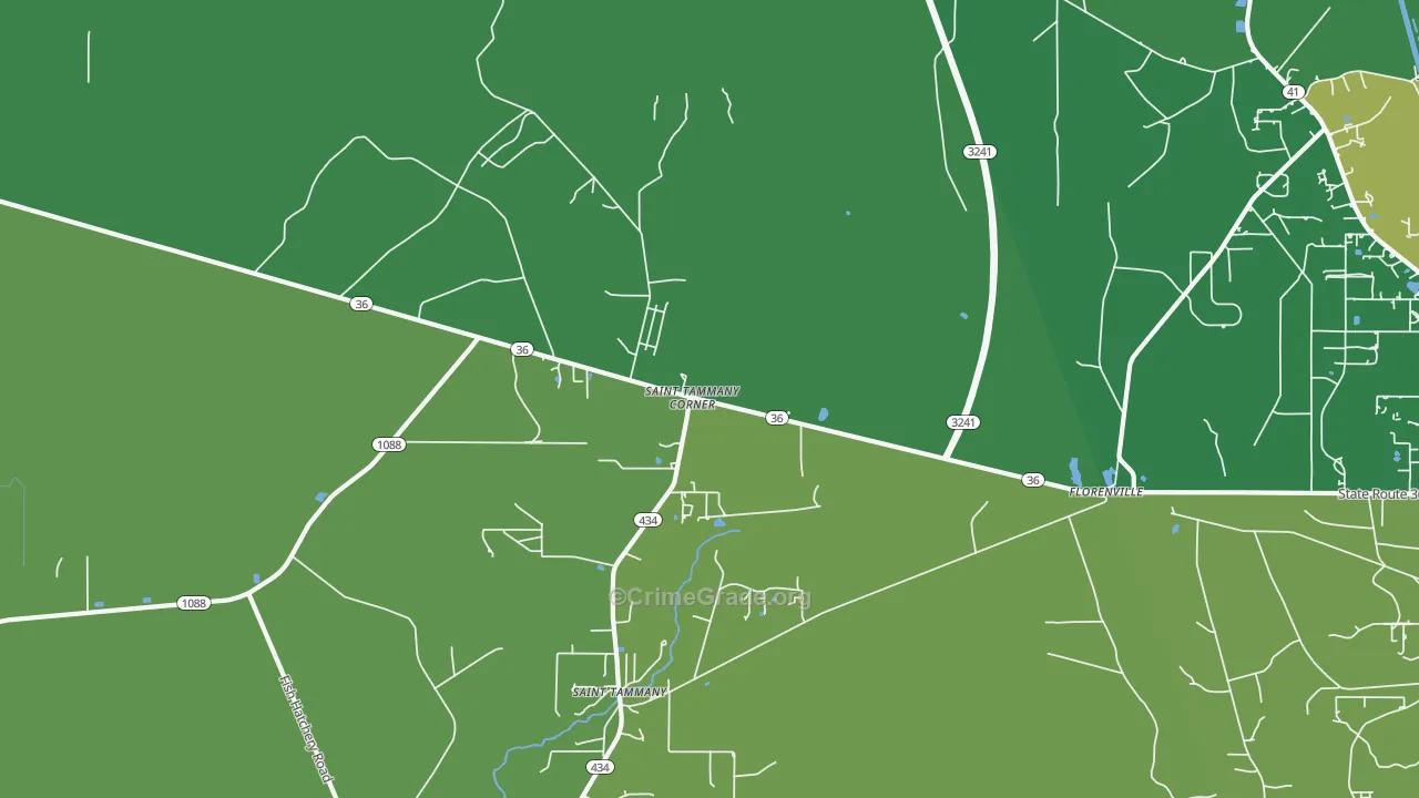 St. Benedict, LA Map of Burglary Rates