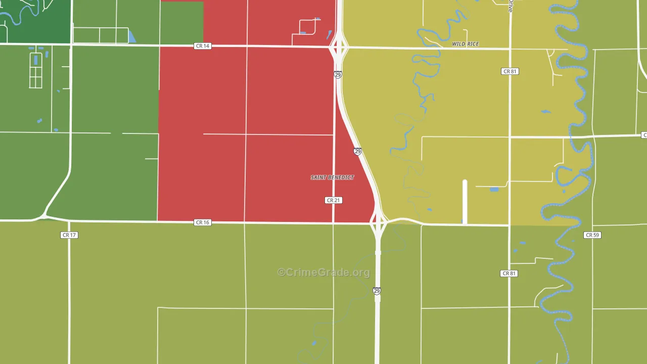 St. Benedict, ND Map of Burglary Rates