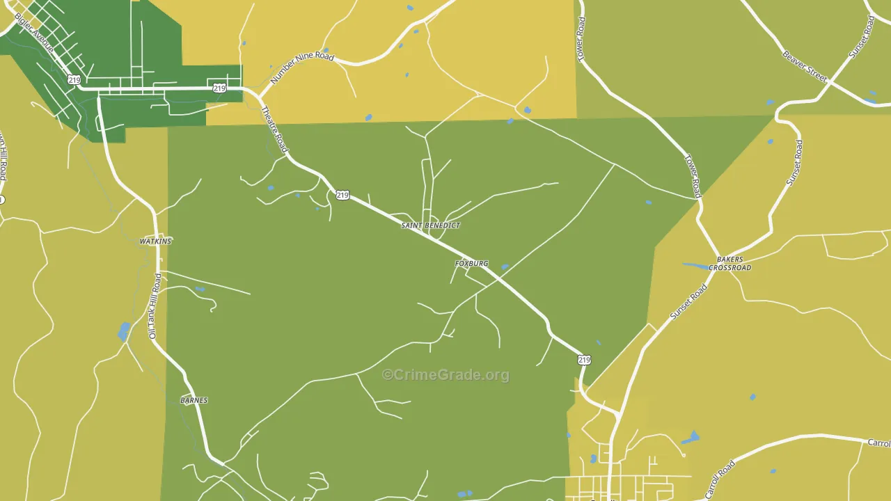 St. Benedict, PA Map of Burglary Rates