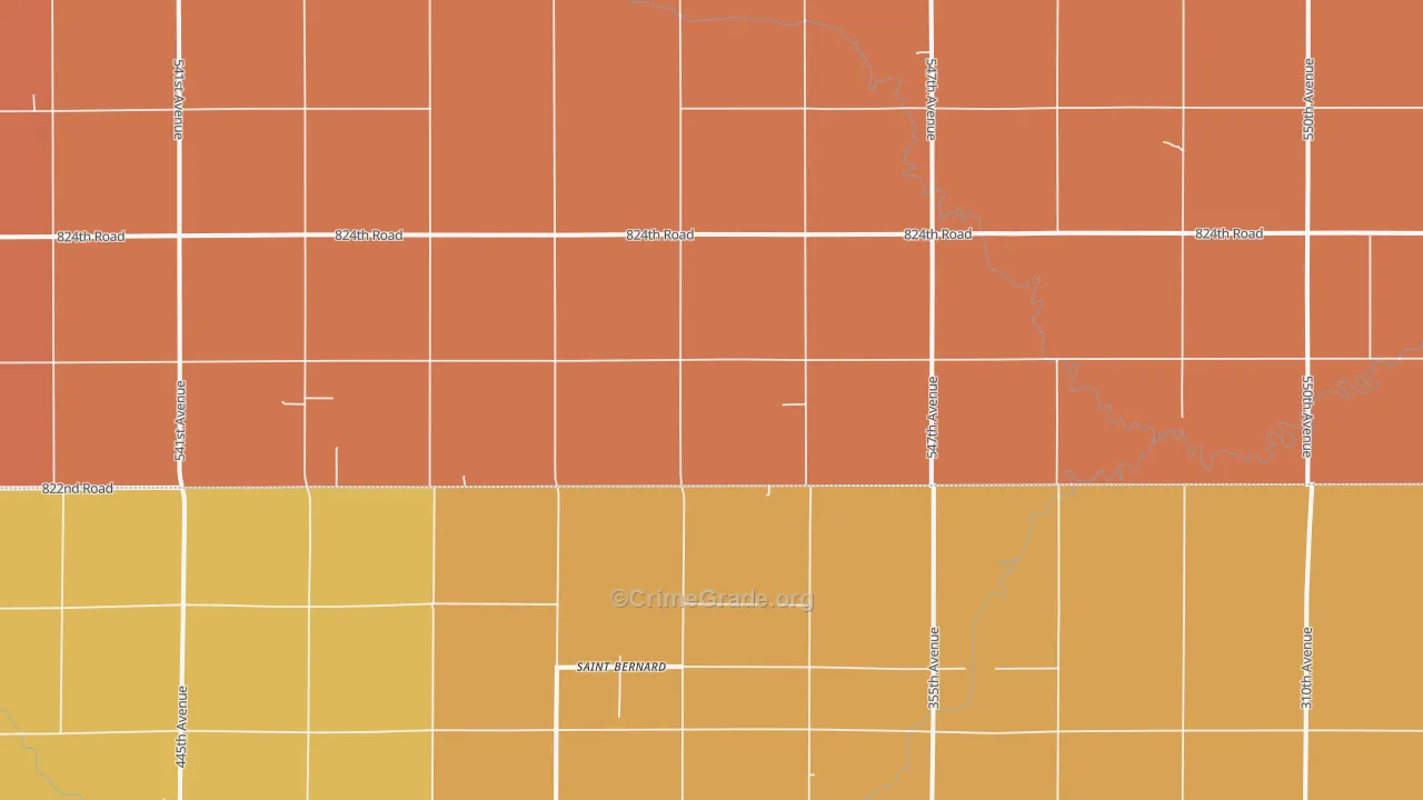St. Bernard, NE Map of Burglary Rates