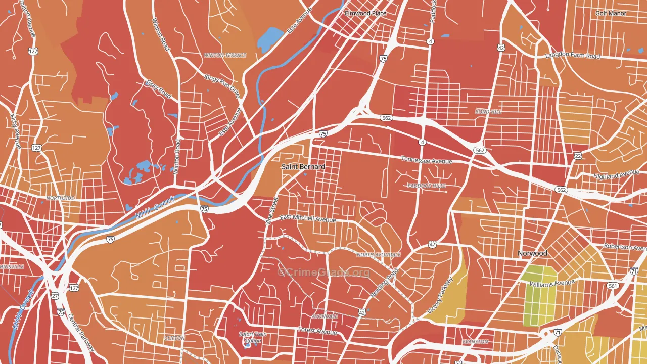 St. Bernard, OH Map of Burglary Rates