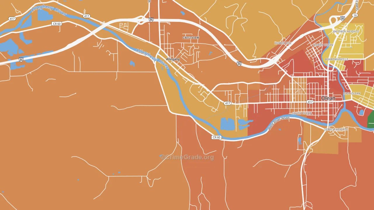 St. Bonaventure, NY Map of Burglary Rates