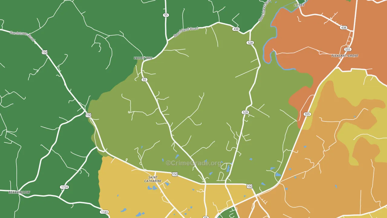 St. Catharine, KY Map of Burglary Rates