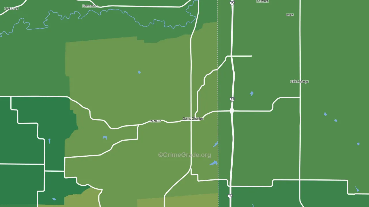 St. Charles, IA Map of Burglary Rates