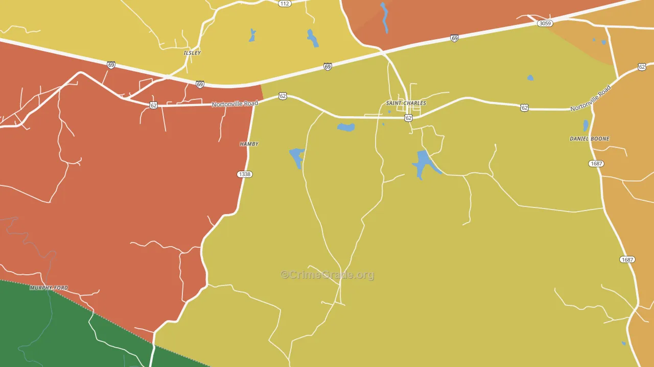 St. Charles, KY Map of Burglary Rates