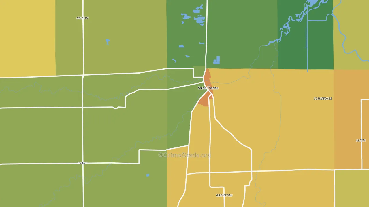 St. Charles, MI Map of Burglary Rates