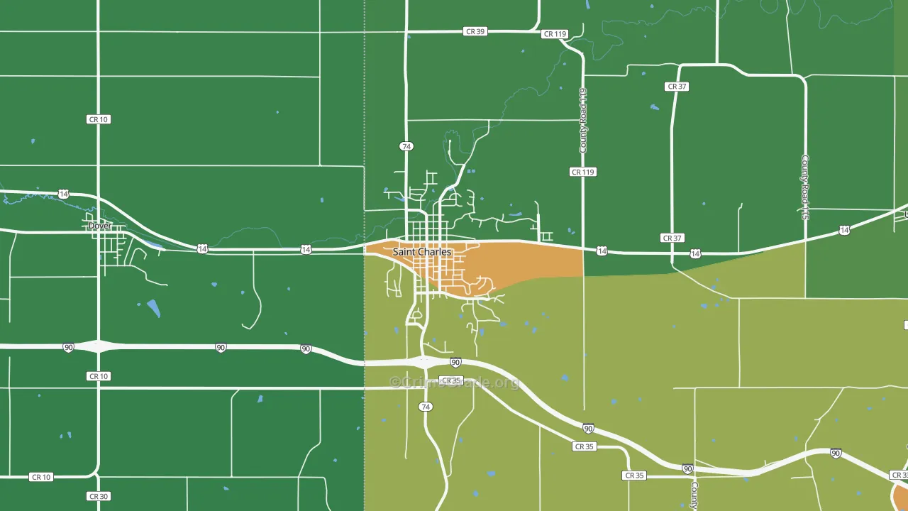 St. Charles, MN Map of Burglary Rates