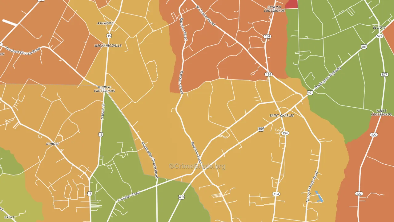 St. Charles, SC Map of Burglary Rates