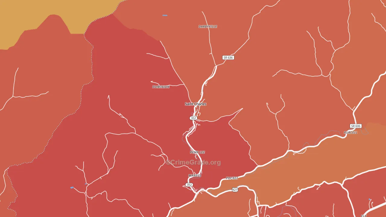St. Charles, VA Map of Burglary Rates