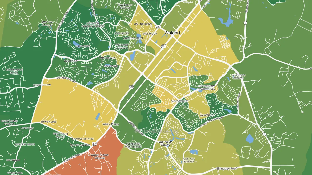 St Charles, Waldorf, MD Map of Burglary Rates