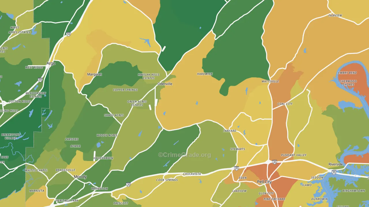 St. Clair County, AL Map of Burglary Rates