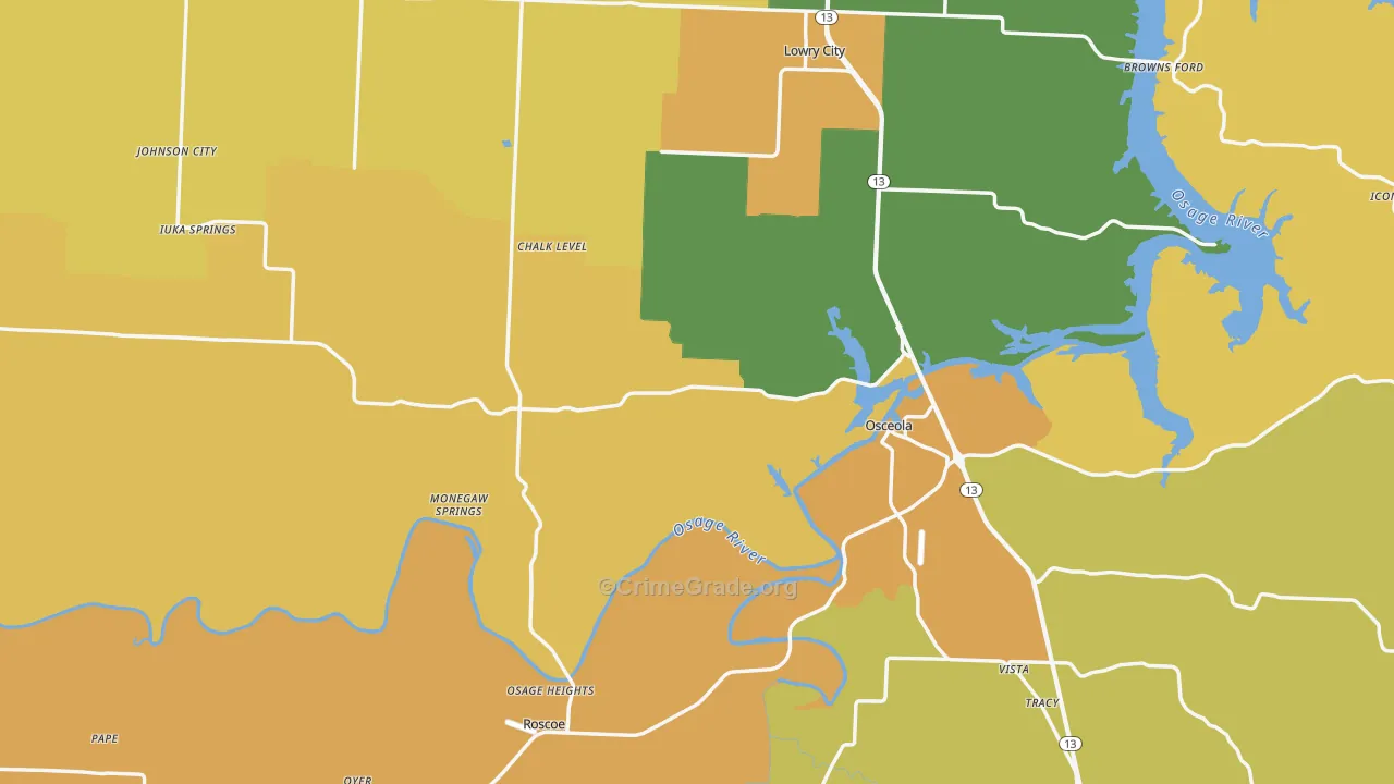 St. Clair County, MO Map of Burglary Rates