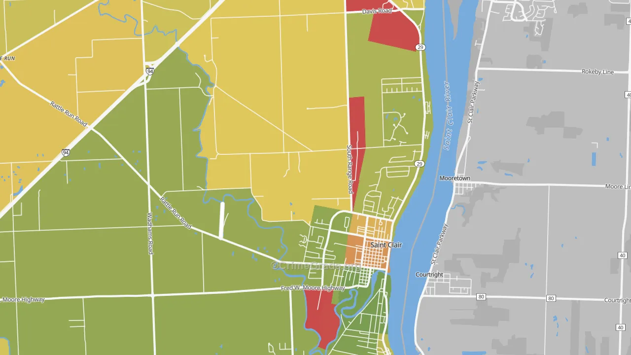 St. Clair, MI Map of Burglary Rates