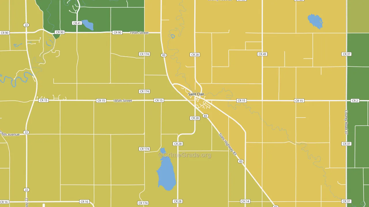 St. Clair, MN Map of Burglary Rates