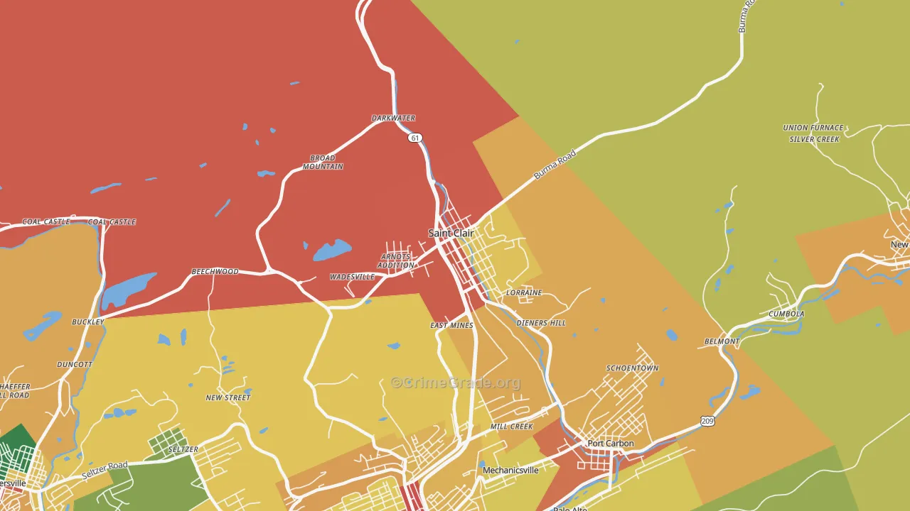 St. Clair, PA Map of Burglary Rates