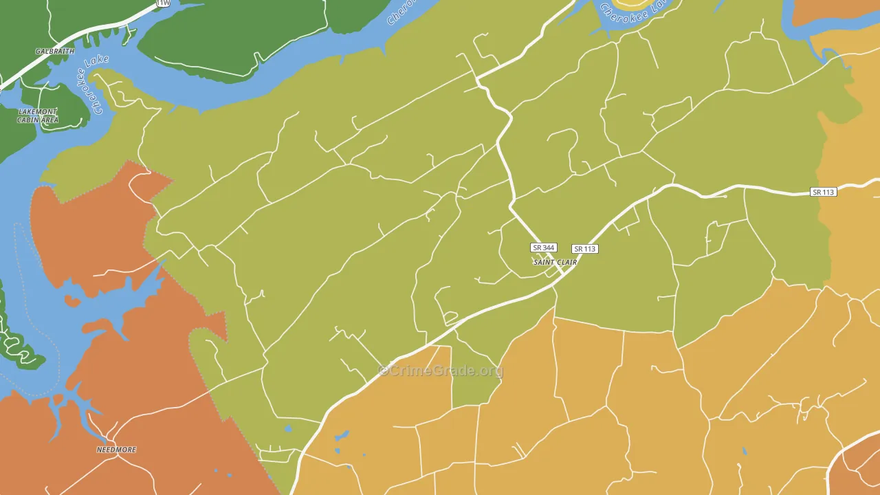 St. Clair, TN Map of Burglary Rates