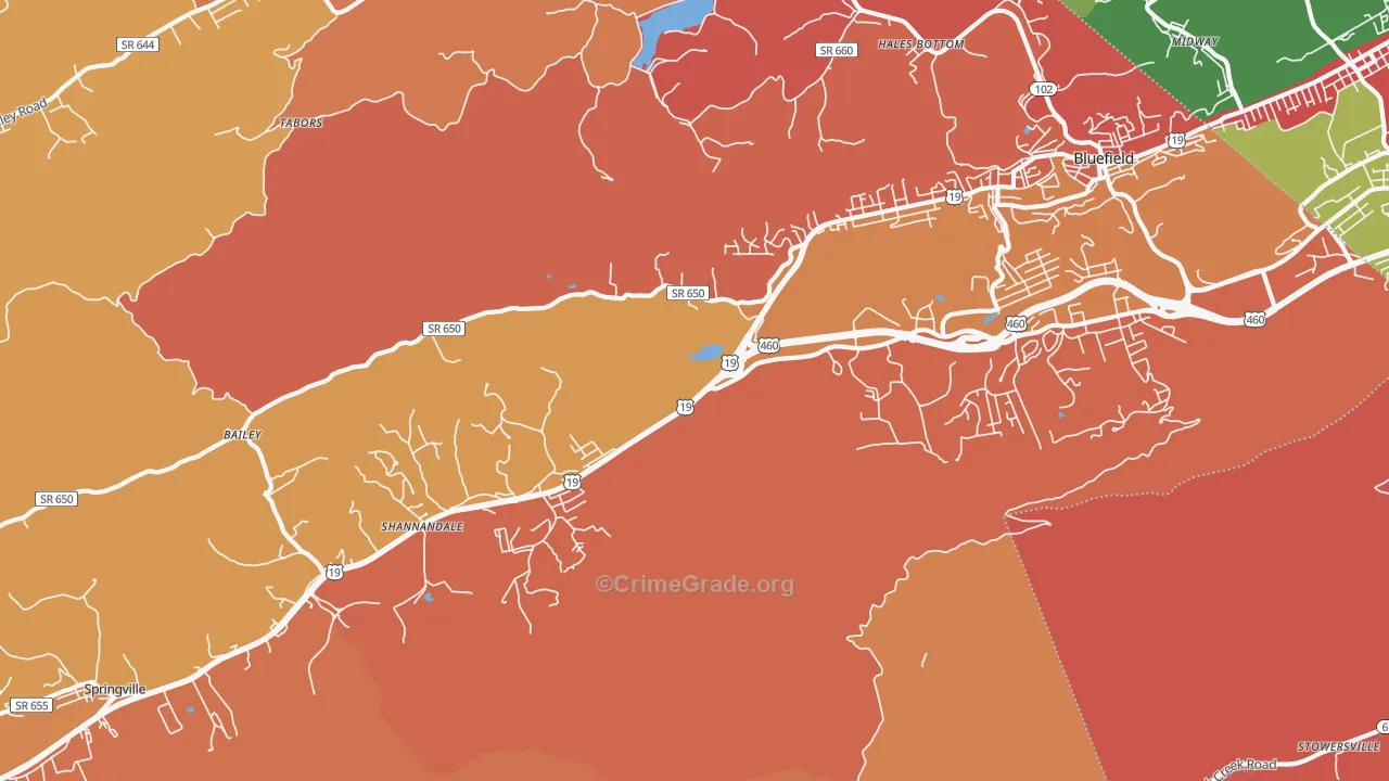 St. Clair, VA Map of Burglary Rates