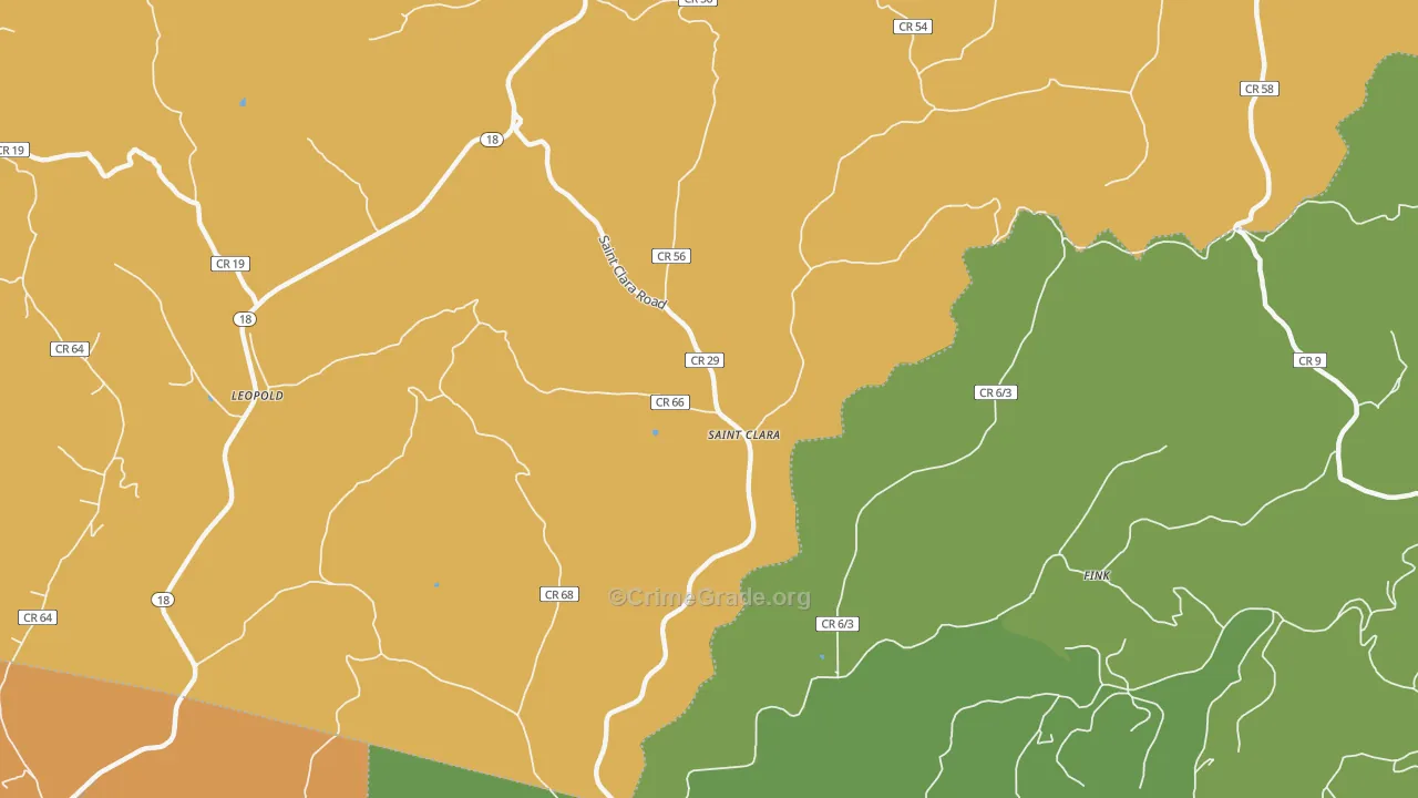 St. Clara, WV Map of Burglary Rates