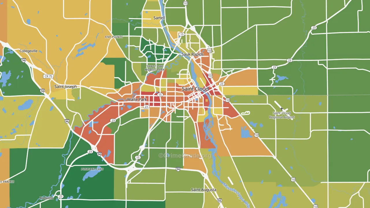 St. Cloud, MN Map of Burglary Rates
