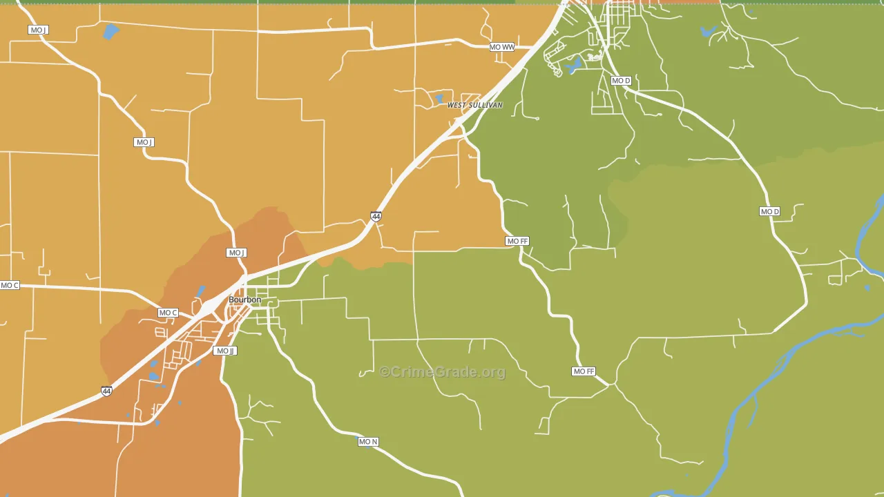 St. Cloud, MO Map of Burglary Rates